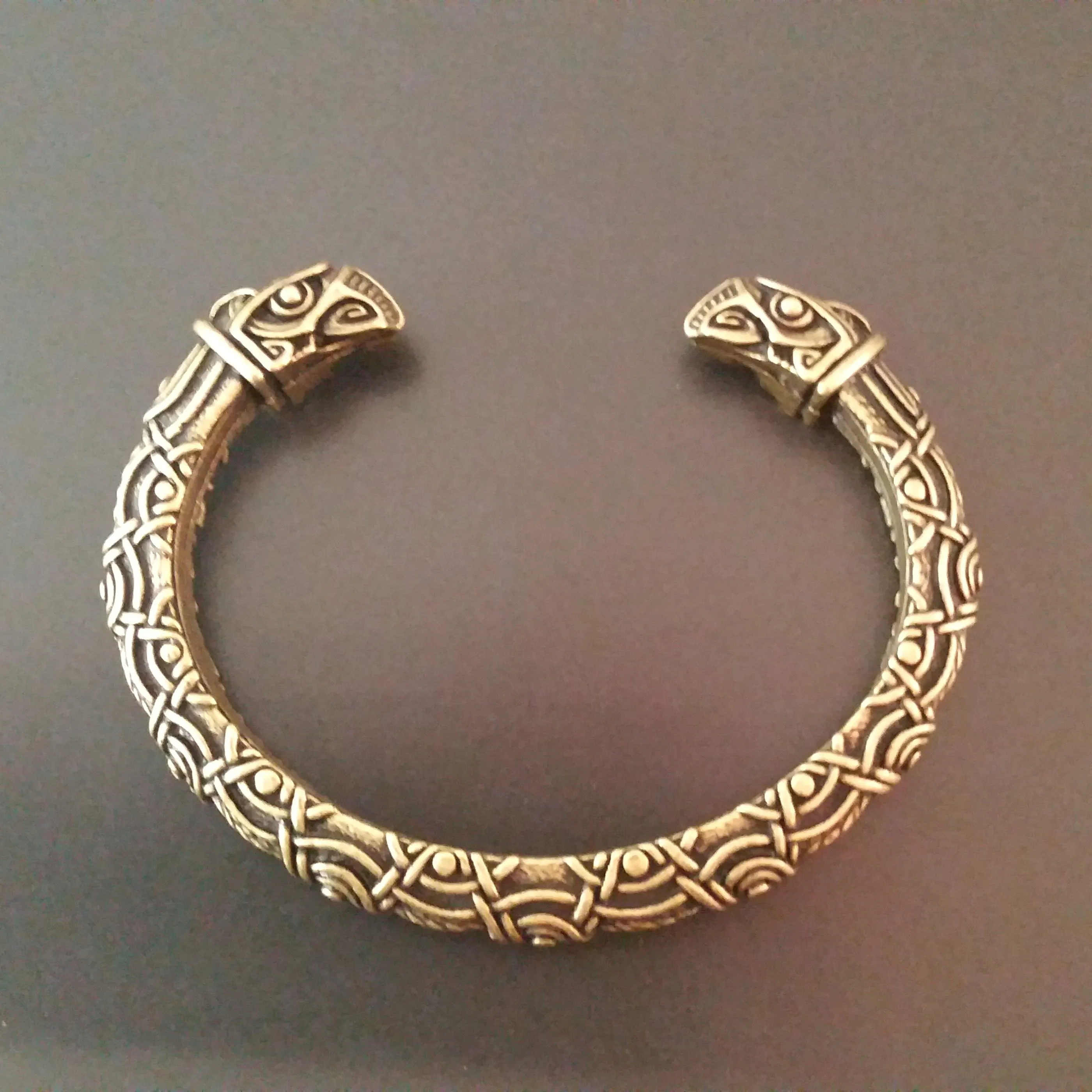 Raven Bracelet Torc Bronze Knotwork Viking Norse Style