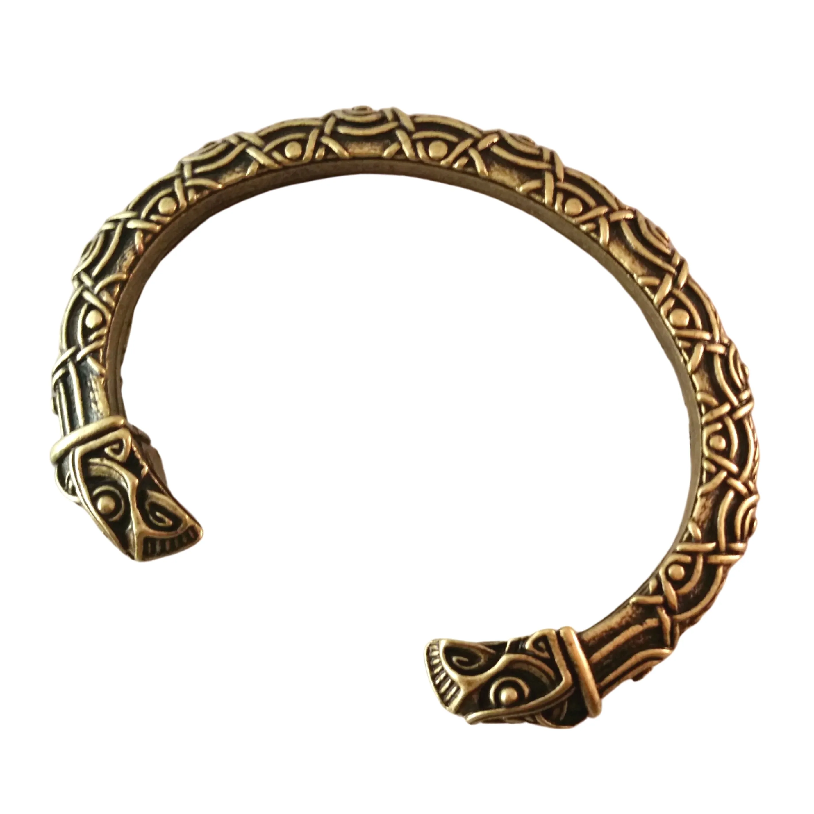 Raven Bracelet Torc Bronze Knotwork Viking Norse Style