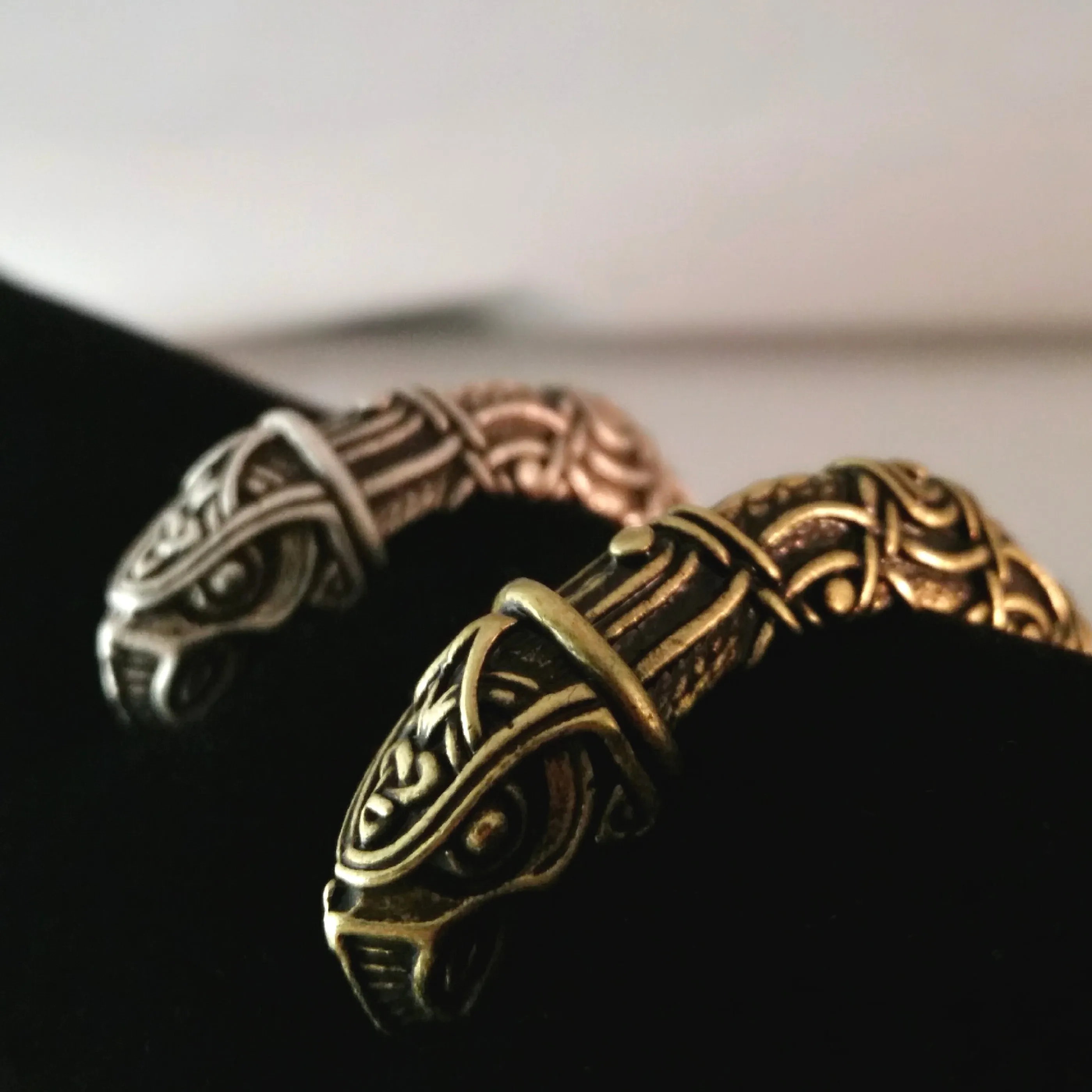 Raven Bracelet Torc Bronze Knotwork Viking Norse Style