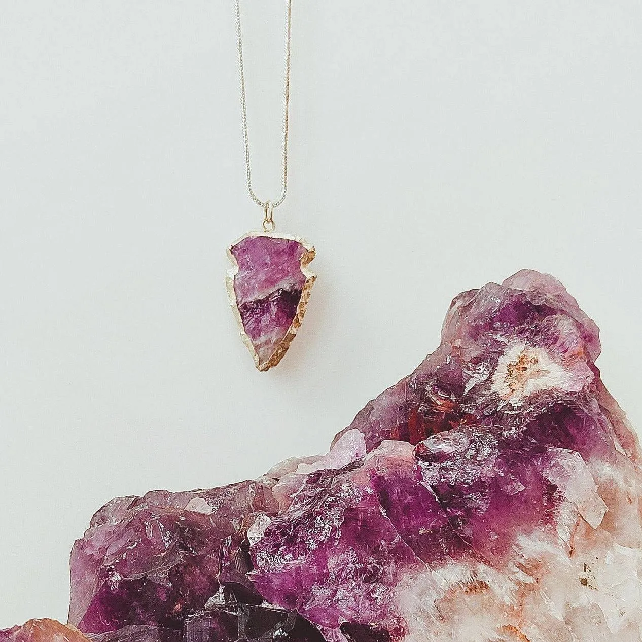 Raw Crystal Arrowhead Chain Necklaces