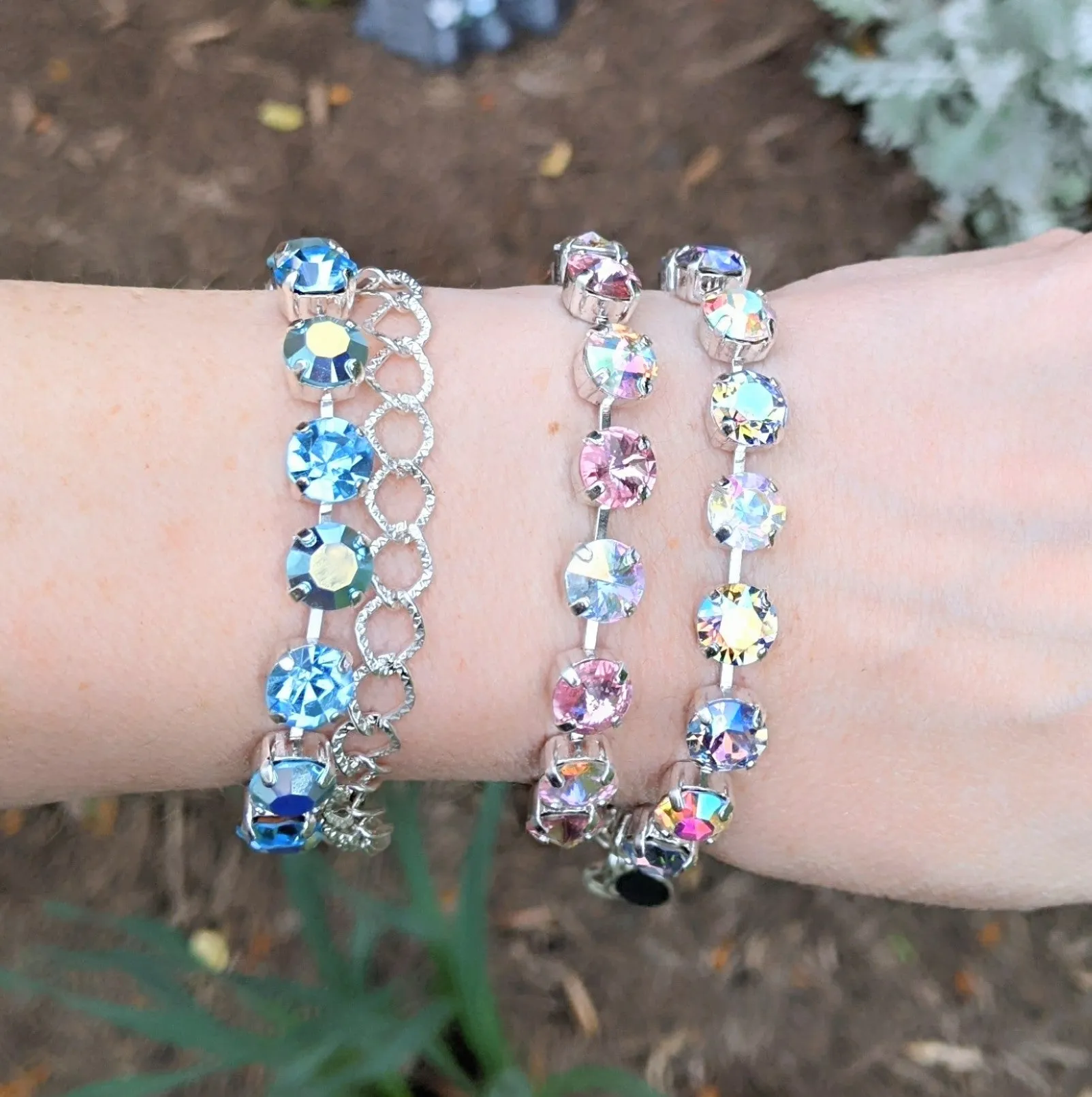 Rhinestone Heart Faceted Crystal Bracelet