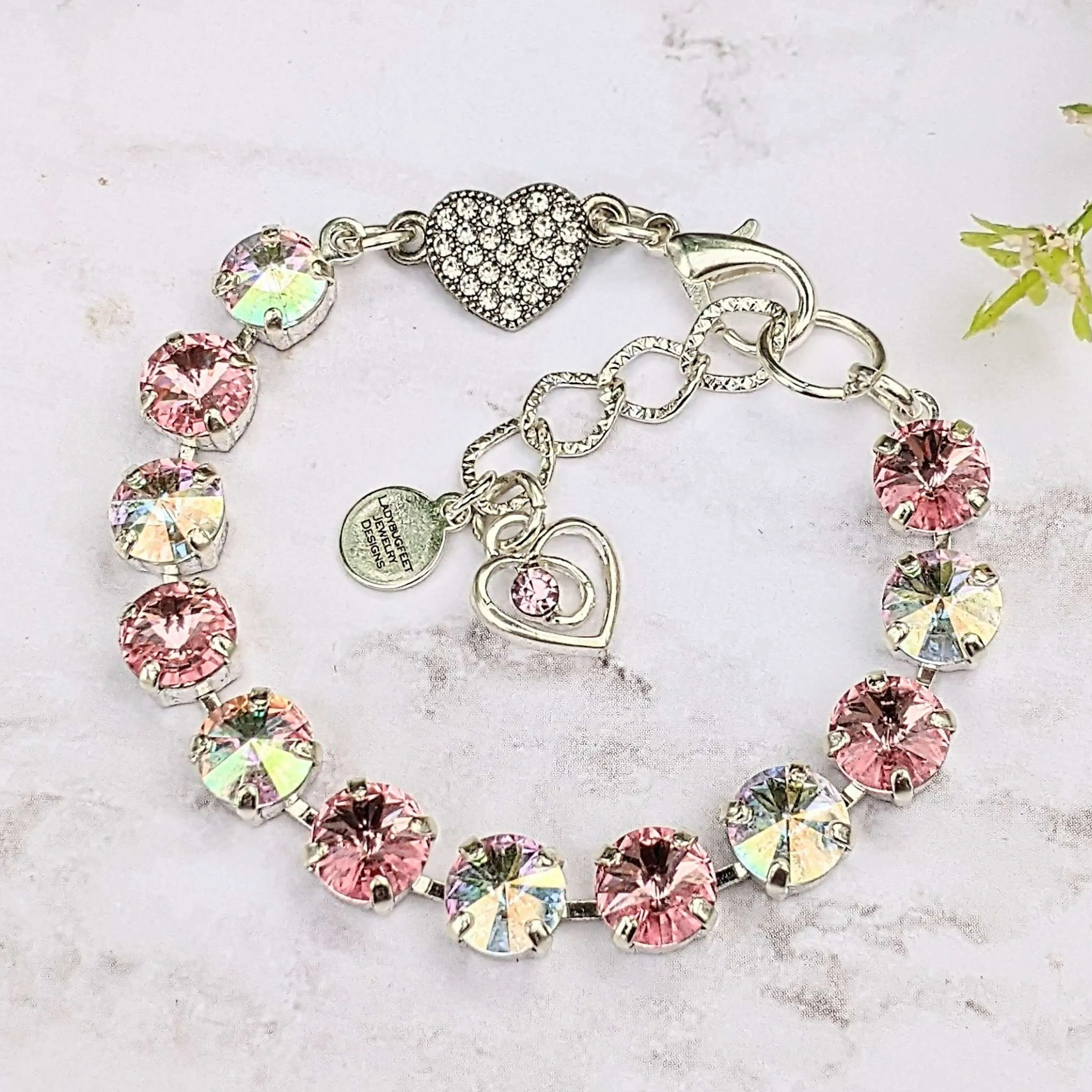 Rhinestone Heart Faceted Crystal Bracelet