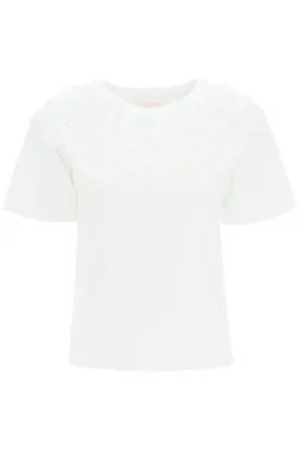 See by chloe organic cotton t-shirt with lace