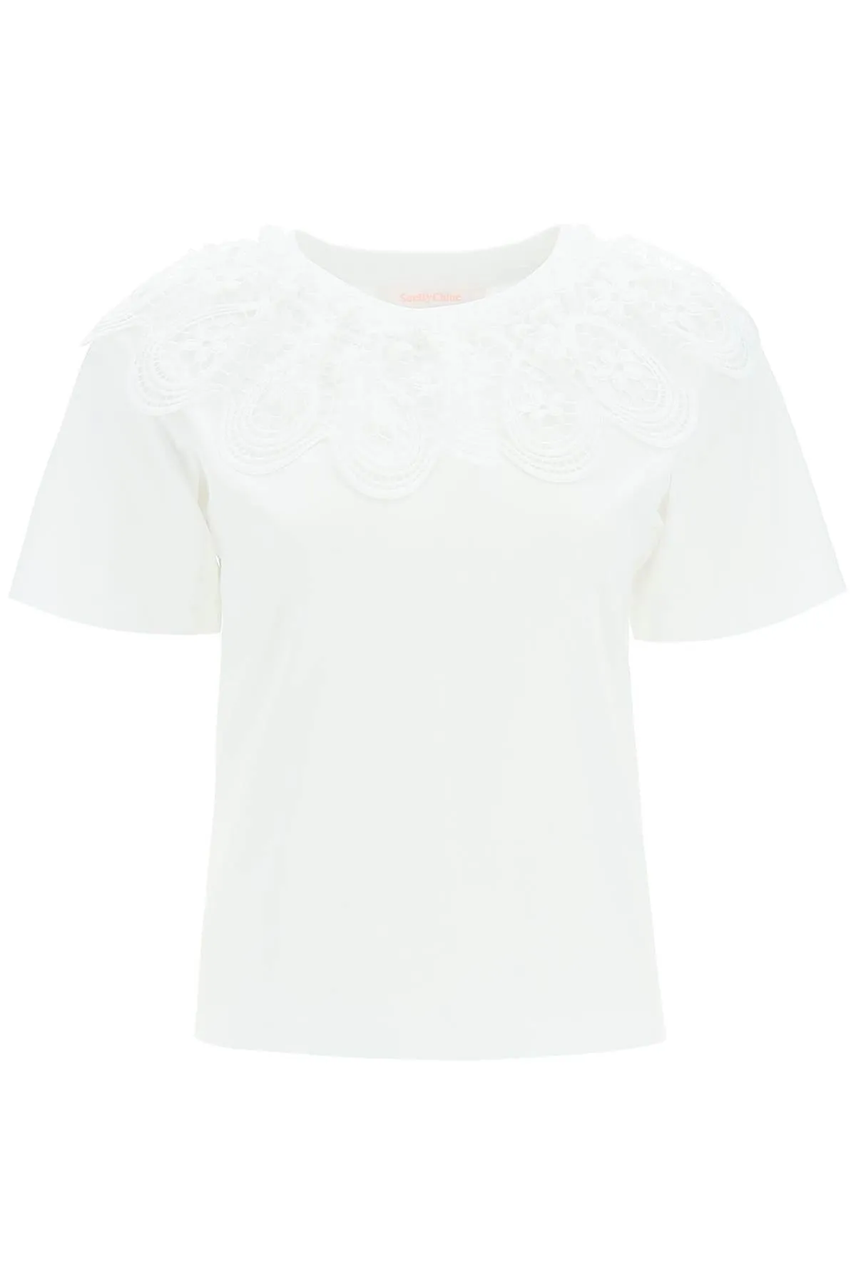 See by chloe organic cotton t-shirt with lace