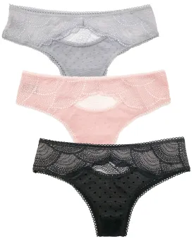 Sexy Panties for Women Lace Front Keyhole Underwear Small - 3X Plus Size 3 Pack