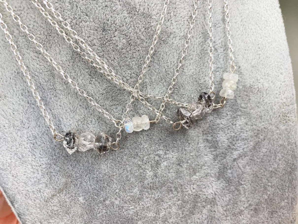 Silver Pakimer or Moonstone Necklace