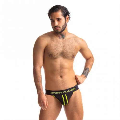 Sport Fucker Jersey Jock - Medium (Black/Black)