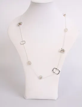 Square and Stone Long Chain Necklace