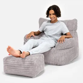 Teens Bean Bag Armchair 6-14 yr - Cord Silver Grey