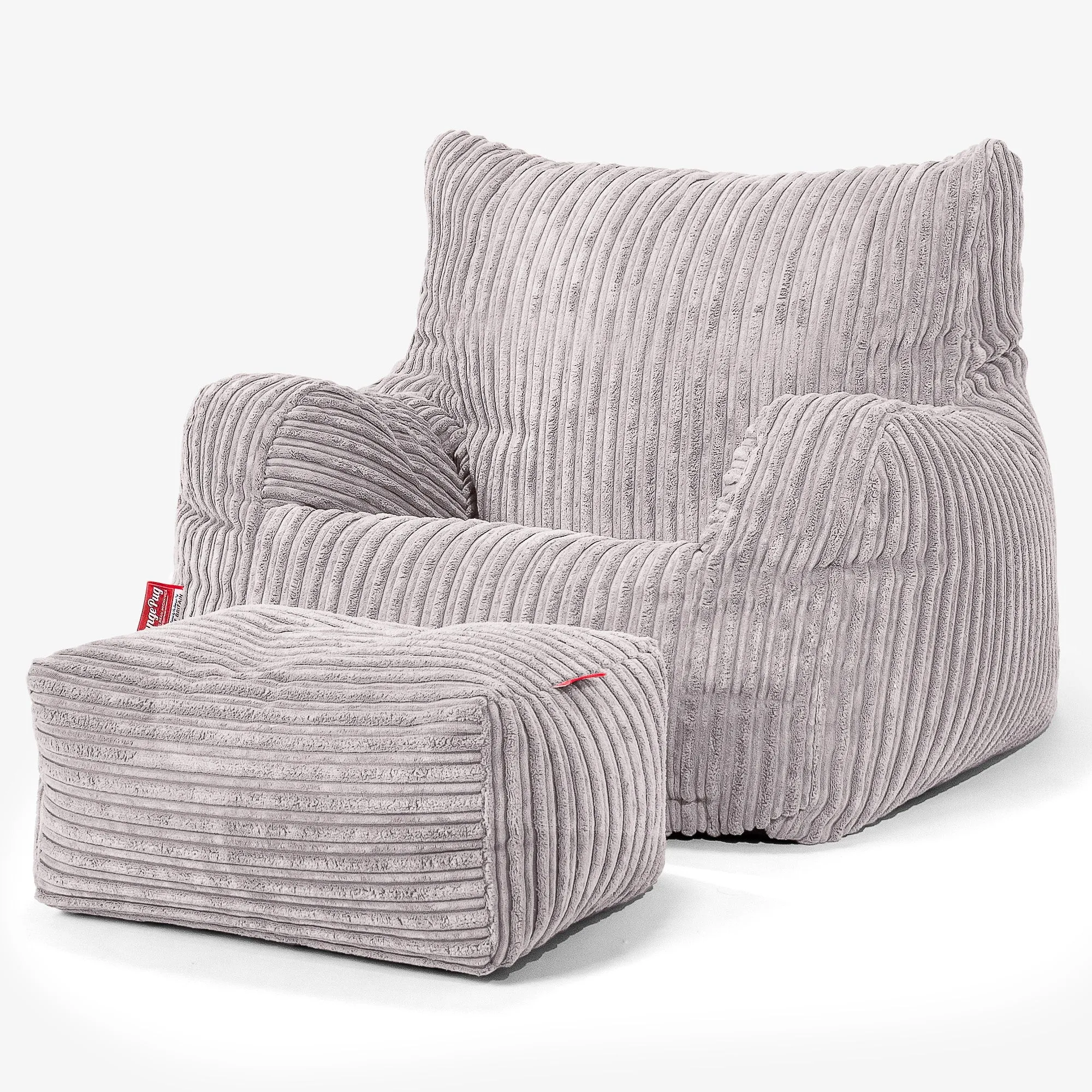 Teens Bean Bag Armchair 6-14 yr - Cord Silver Grey