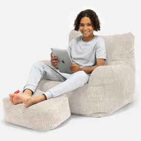 Teens Bean Bag Armchair 6-14 yr - Pom Pom Ivory