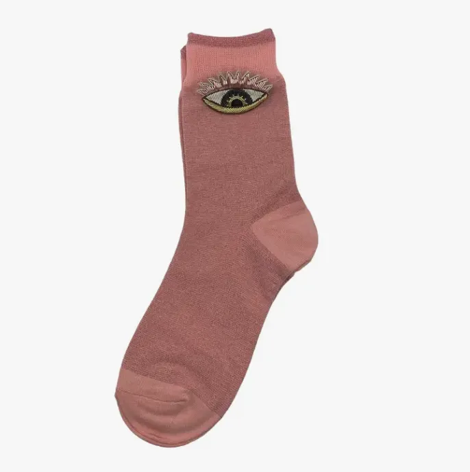 Tokyo Socks with Beaded Eye Pin