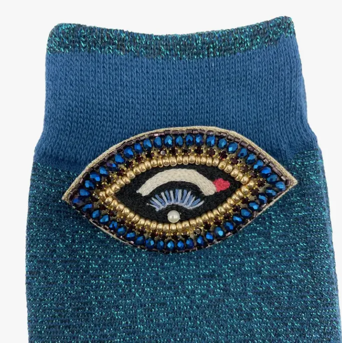 Tokyo Socks with Beaded Eye Pin