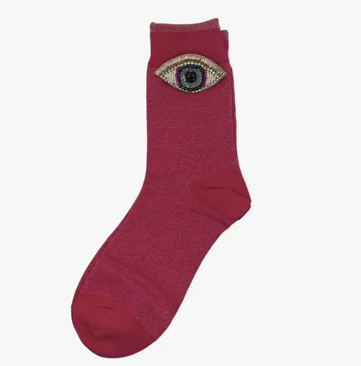 Tokyo Socks with Beaded Eye Pin