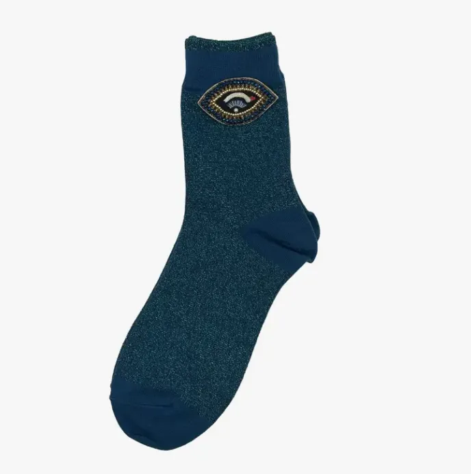 Tokyo Socks with Beaded Eye Pin