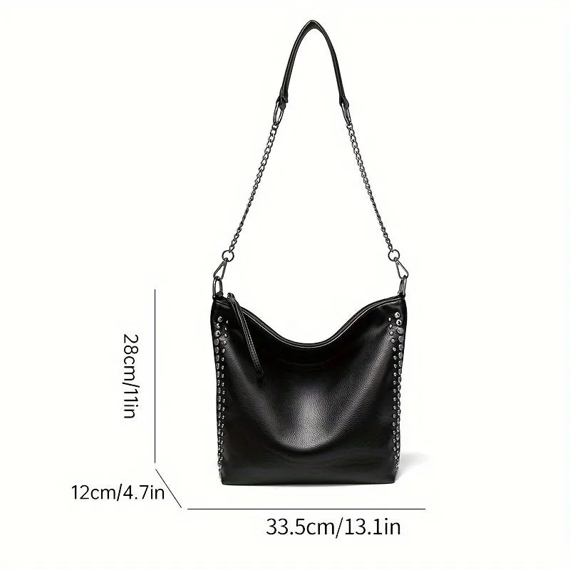 Trendy Chain Crossbody Bag, Punk Style Shoulder Bag, Gothic Minimalist Hobo Bag For Women