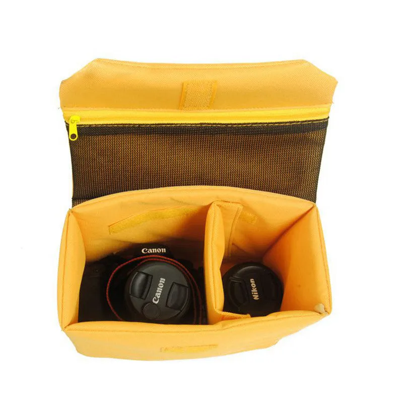 Yellow DSLR Camera Bag Insert One Body Two Lens B36