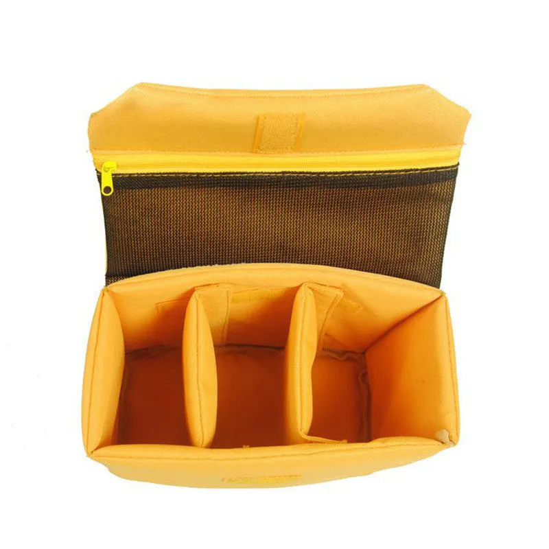 Yellow DSLR Camera Bag Insert One Body Two Lens B36